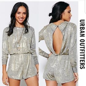 UO PINS AND NEEDLES METALLIC ROMPER